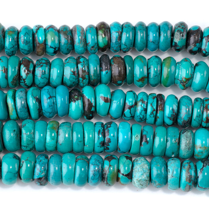 Hubei Turquoise 3x11mm Tyre Beads - 15-16 Inch