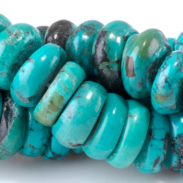 Hubei Turquoise 3x11mm Tyre Beads - 15-16 Inch