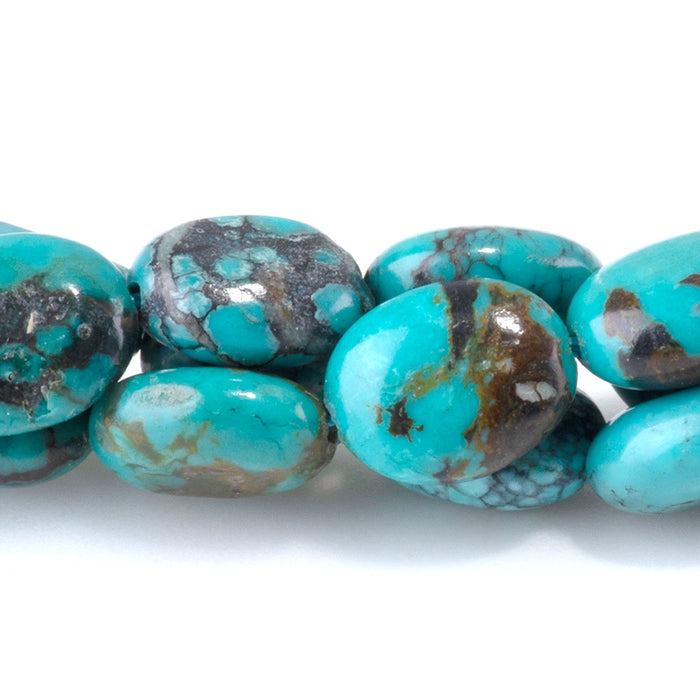 This is a Dakota Stones 8x10mm Hubei Turquoise Puff Grade Gemstone strand with AA grade oval beads.