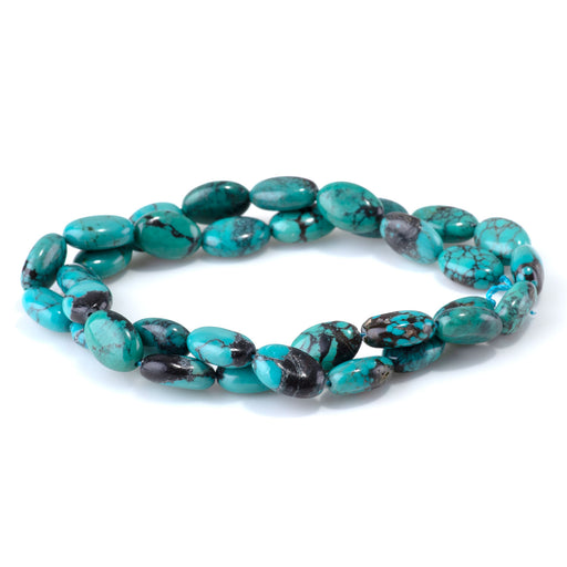 This is a Dakota Stones 8x12mm Hubei Turquoise Puff Gemstone strand with AA grade oval beads in 15-16 inch strand.