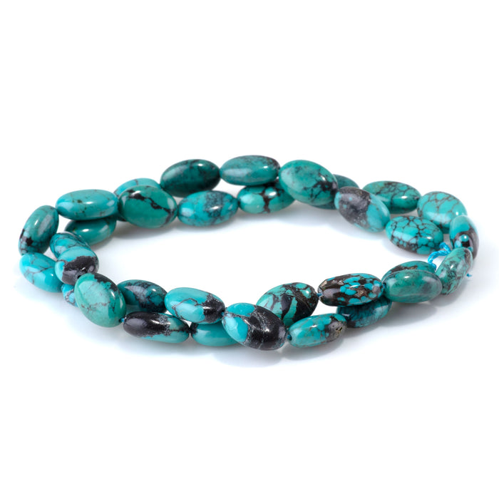 This is a Dakota Stones 8x12mm Hubei Turquoise Puff Gemstone strand with AA grade oval beads in 15-16 inch strand.