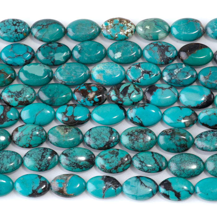 This is a Dakota Stones 8x12mm Hubei Turquoise Puff Gemstone strand with AA grade oval beads in 15-16 inch strand.