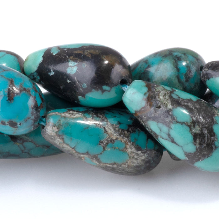This is a Dakota Stones 8x16mm Hubei Turquoise Gemstone strand with AA grade tear drop beads in 15-16 inch strand.