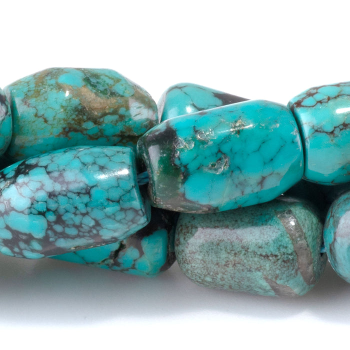 Hubei Turquoise 8x12mm Barrel Beads AA Grade - 15-16 Inch