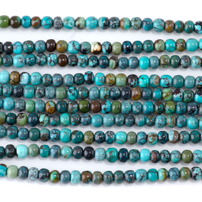 Hubei Turquoise 3x4mm Barrel Beads AA Grade - 15-16 Inch