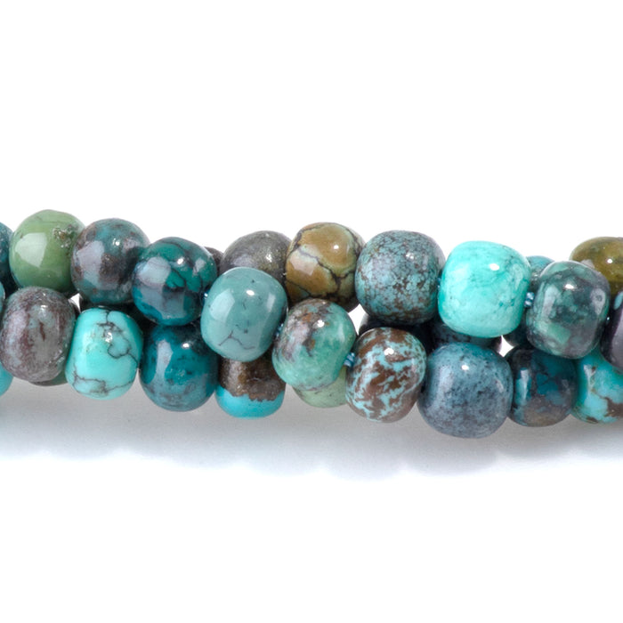 Hubei Turquoise 3x4mm Barrel Beads AA Grade - 15-16 Inch