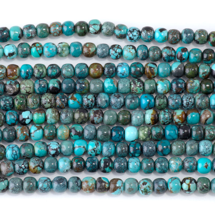 Hubei Turquoise 4x5mm Barrel Beads AA Grade - 15-16 Inch