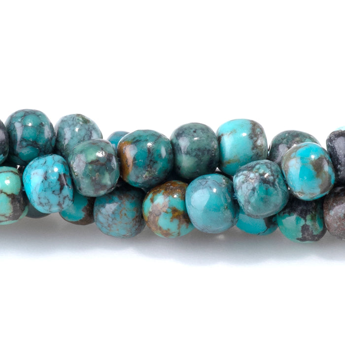 Hubei Turquoise 4x5mm Barrel Beads AA Grade - 15-16 Inch