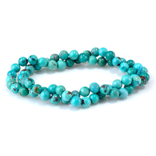 This is a Dakota Stones 6mm Hubei Turquoise Matrix Gemstone strand with round beads in 15-16 inch strand.