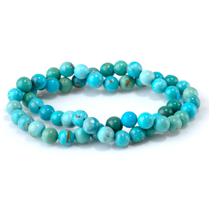 Sky Blue Hubei Turquoise 7mm Round Beads - 15-16 Inch