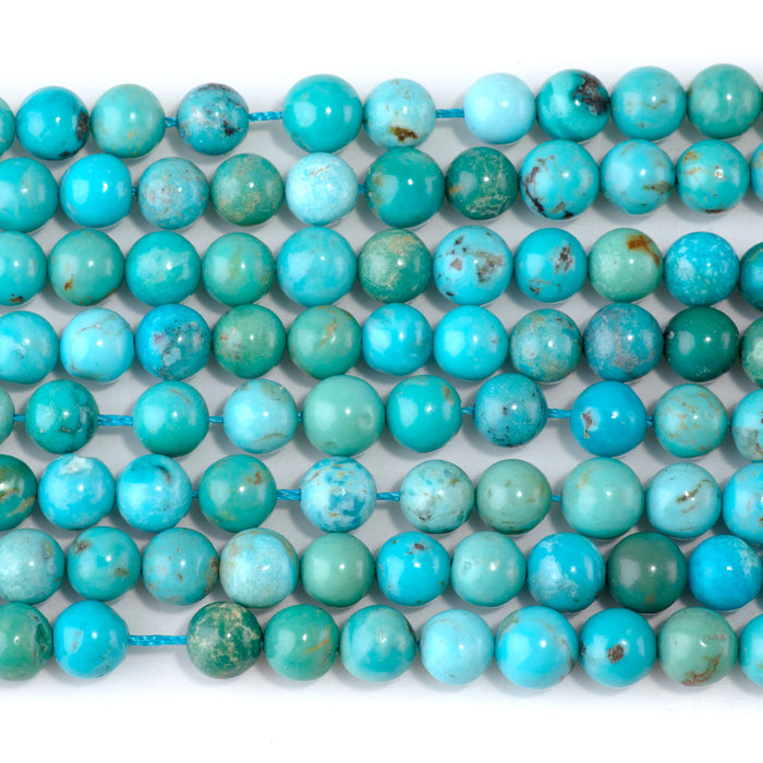 Sky Blue Hubei Turquoise 7mm Round Beads - 15-16 Inch