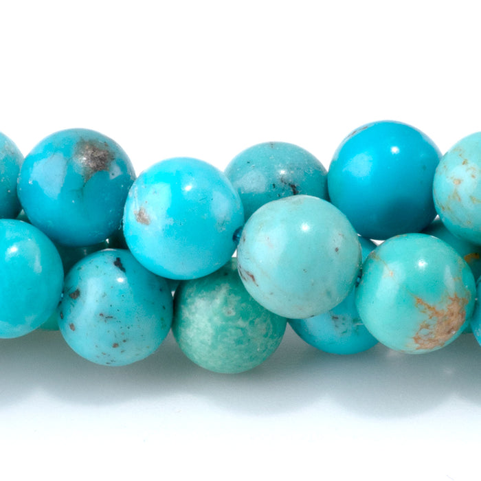 Sky Blue Hubei Turquoise 7mm Round Beads - 15-16 Inch