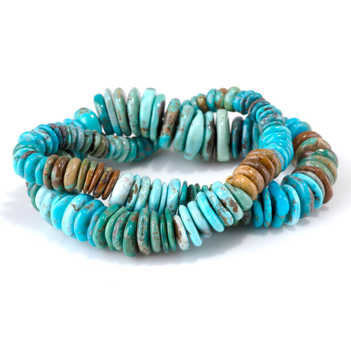 Hubei Turquoise 5-6x16-18mm Graduate Banded Disc Bead - 15-16 Inch
