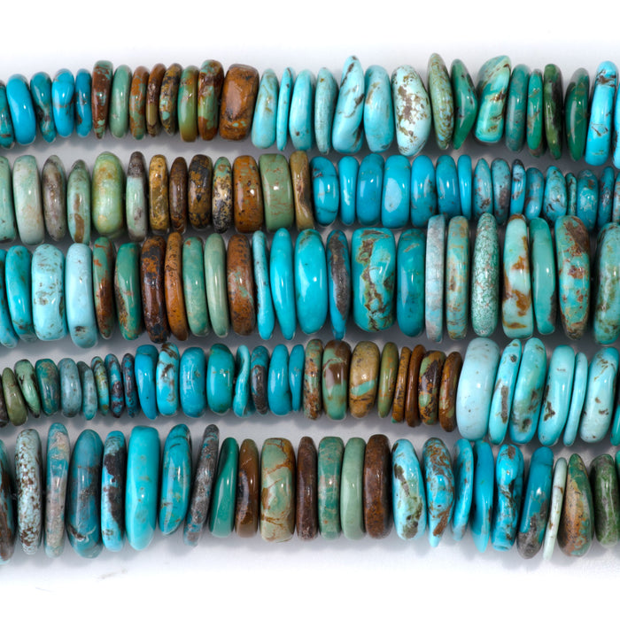 Hubei Turquoise 5-6x16-18mm Graduate Banded Disc Bead - 15-16 Inch