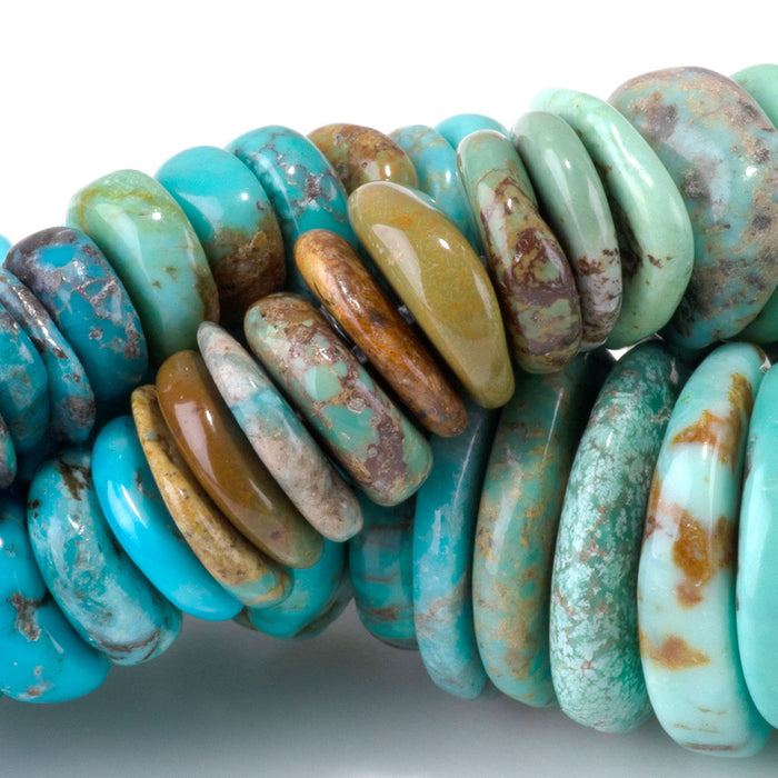 Hubei Turquoise 5-6x16-18mm Graduate Banded Disc Bead - 15-16 Inch