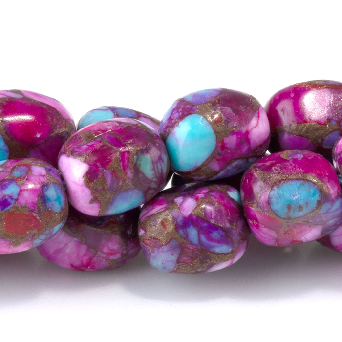 Compressed Turquoise 6x8mm Dyed Purple & Pink Rectangle Nugget Bead - 15-16 Inch