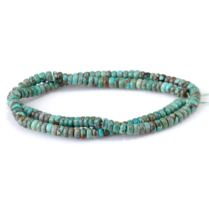 Hubei Turquoise 3x6mm Green-Blue Rondelle Bead - 15-16 Inch