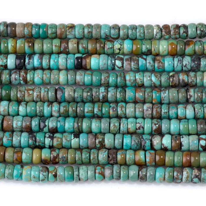 Hubei Turquoise 3x6mm Green-Blue Rondelle Bead - 15-16 Inch