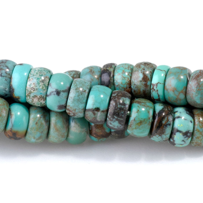 Hubei Turquoise 3x6mm Green-Blue Rondelle Bead - 15-16 Inch
