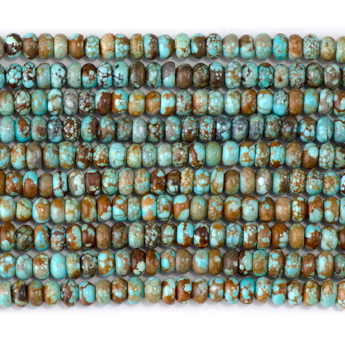 Hubei Turquoise 3x6mm Blue-Green with Brown Matrix Rondelle Bead - 15-16 Inch