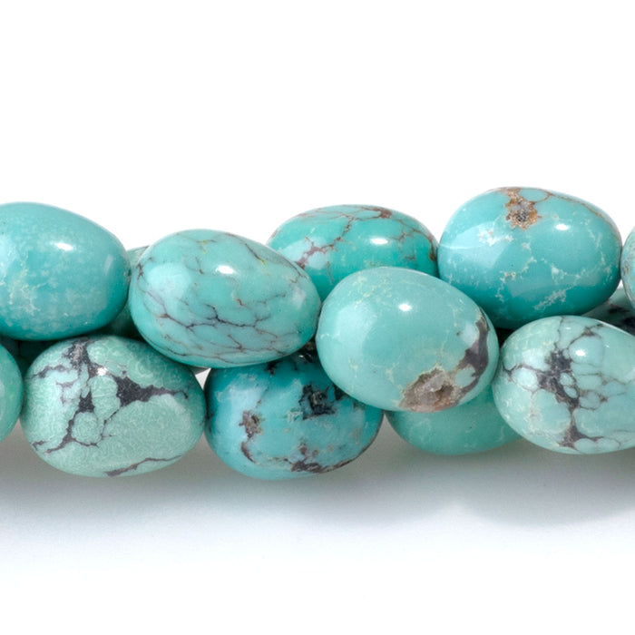 Hubei Turquoise 6x8mm Blue-Green Egg Bead - 15-16 Inch