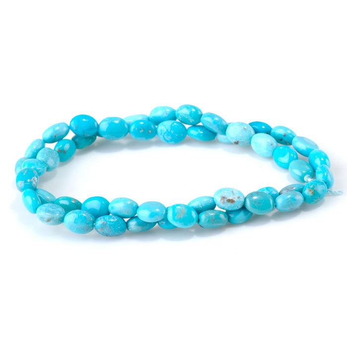 Hubei Turquoise 6x8mm Blue Pebble Bead - 15-16 Inch