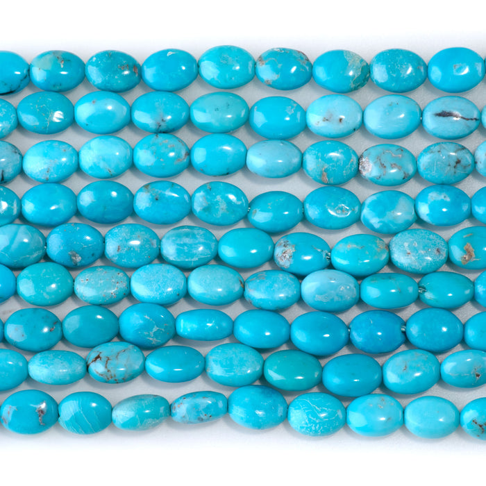 Hubei Turquoise 6x8mm Blue Pebble Bead - 15-16 Inch