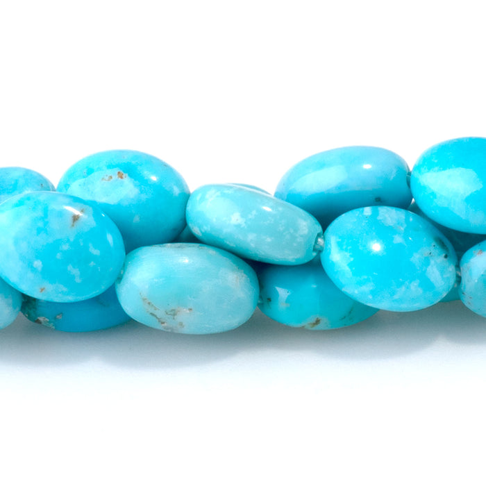 Hubei Turquoise 6x8mm Blue Pebble Bead - 15-16 Inch