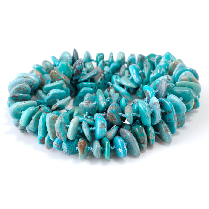 Hubei Turquoise 4-6x11-16mm Knotted Chip Bead - 38-Inch