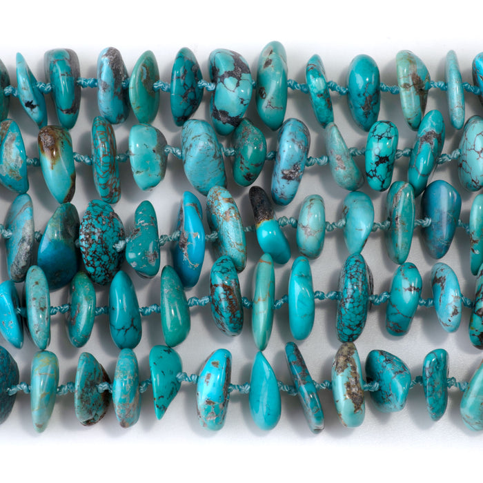 Hubei Turquoise 4-6x11-16mm Knotted Chip Bead - 38-Inch