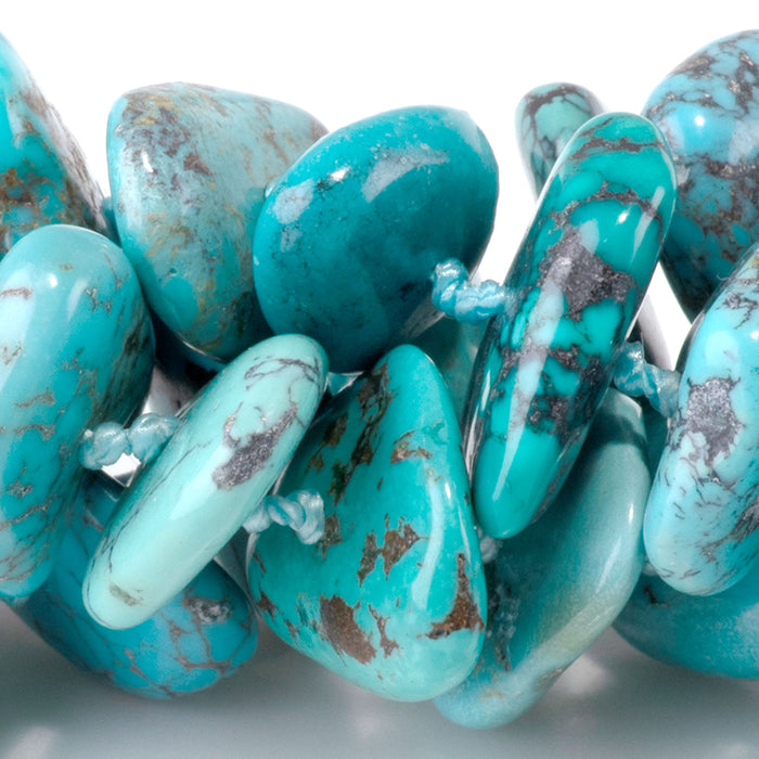 Hubei Turquoise 4-6x11-16mm Knotted Chip Bead - 38-Inch