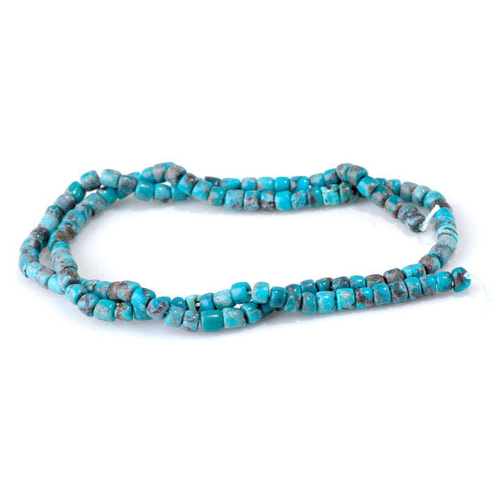 Hubei Turquoise 4-5mm Blue Irregular Tube Beads - 15-16 Inch