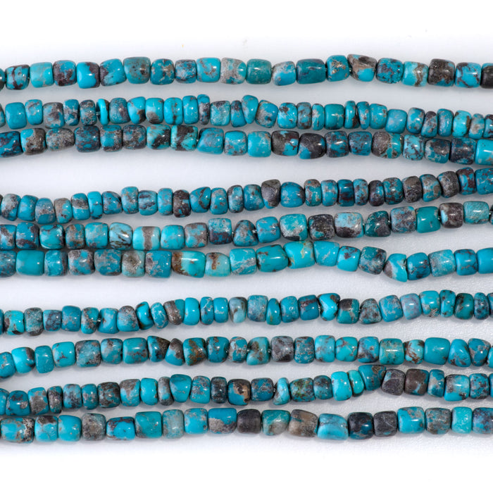 Hubei Turquoise 4-5mm Blue Irregular Tube Beads - 15-16 Inch
