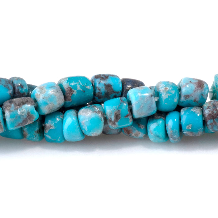 Hubei Turquoise 4-5mm Blue Irregular Tube Beads - 15-16 Inch