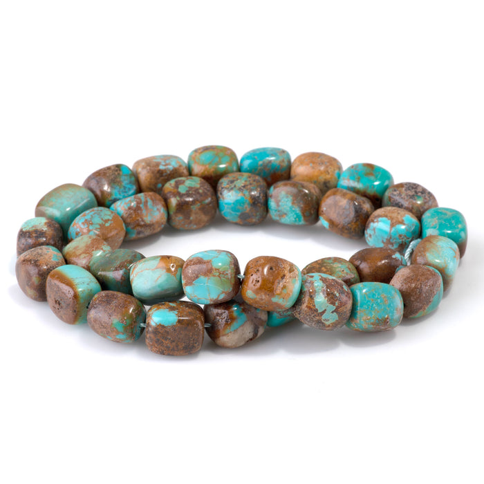 Hubei Turquoise 10x12mm Rectangle Nugget Bead - 15-16 Inch