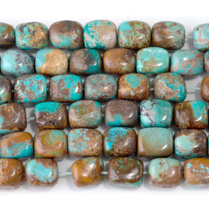 Hubei Turquoise 10x12mm Rectangle Nugget Bead - 15-16 Inch