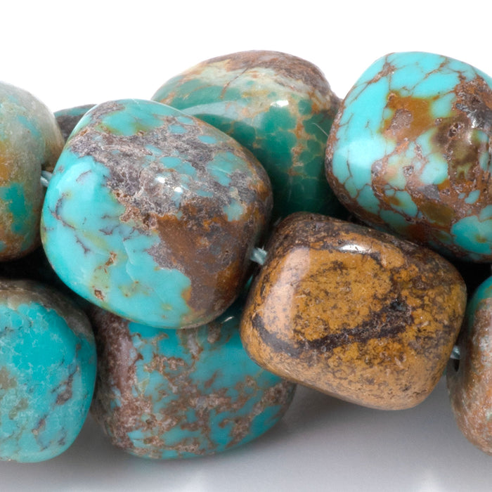 Hubei Turquoise 10x12mm Rectangle Nugget Bead - 15-16 Inch