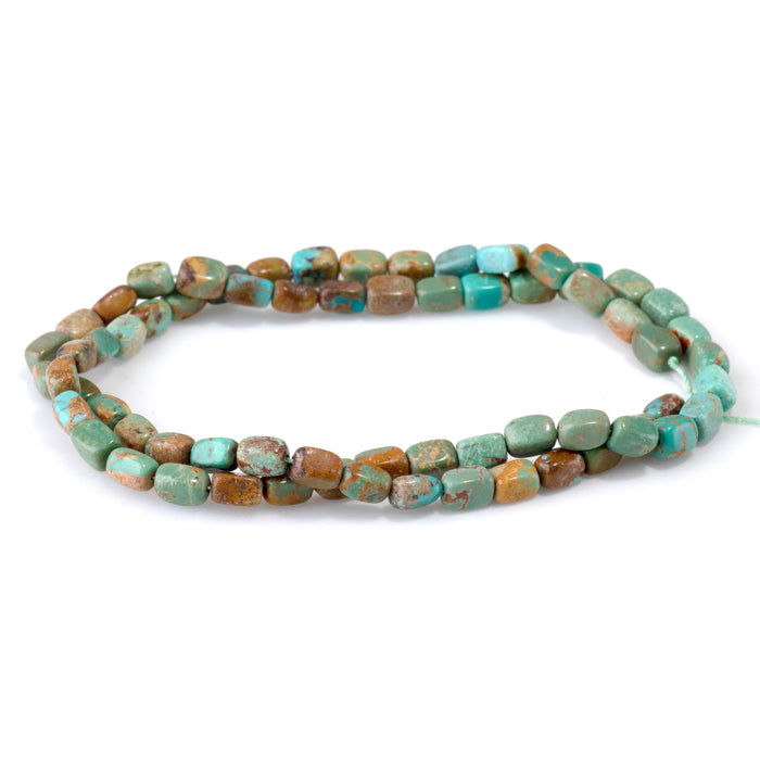 Hubei Turquoise 4x6mm Banded Rectangle Nugget Bead - 15-16 Inch