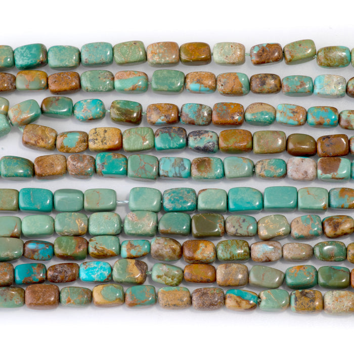 Hubei Turquoise 4x6mm Banded Rectangle Nugget Bead - 15-16 Inch