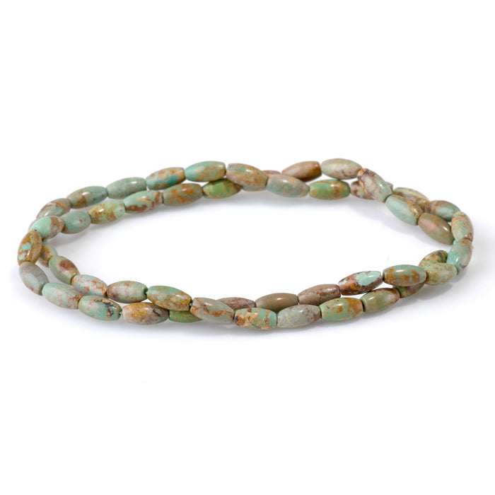 Hubei Turquoise 4x8mm Light Green & Brown Rice Bead - 15-16 Inch
