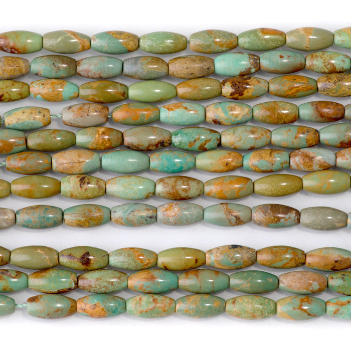 Hubei Turquoise 4x8mm Light Green & Brown Rice Bead - 15-16 Inch