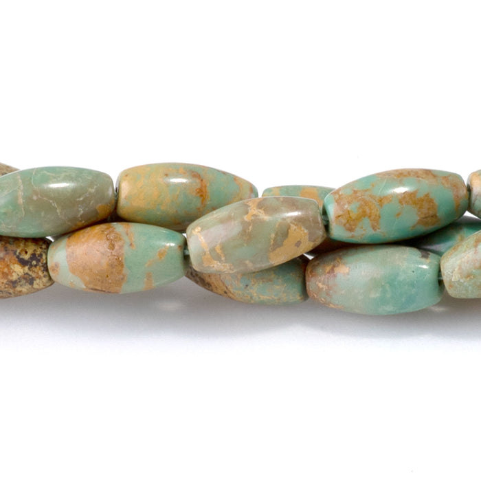 Hubei Turquoise 4x8mm Light Green & Brown Rice Bead - 15-16 Inch