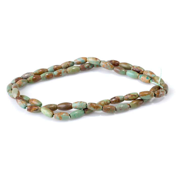 Hubei Turquoise 4x8mm Brown & Green Rice Bead - 15-16 Inch