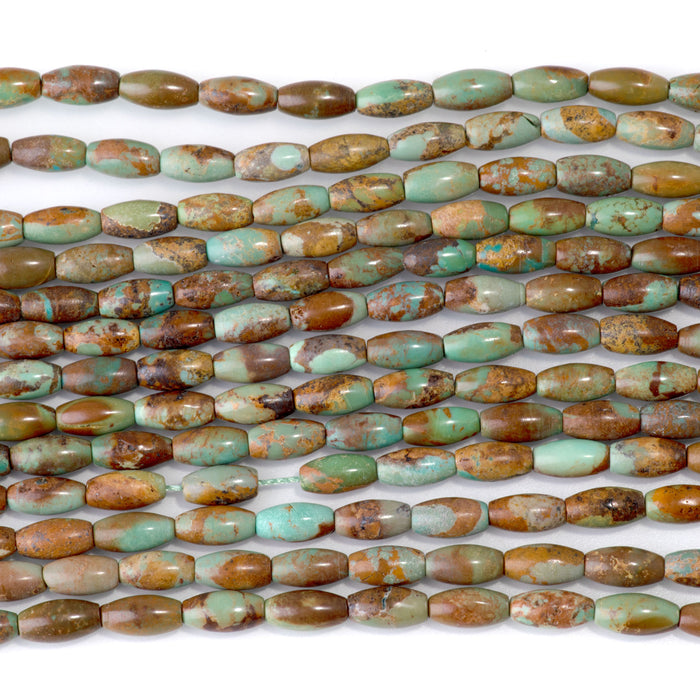 Hubei Turquoise 4x8mm Brown & Green Rice Bead - 15-16 Inch
