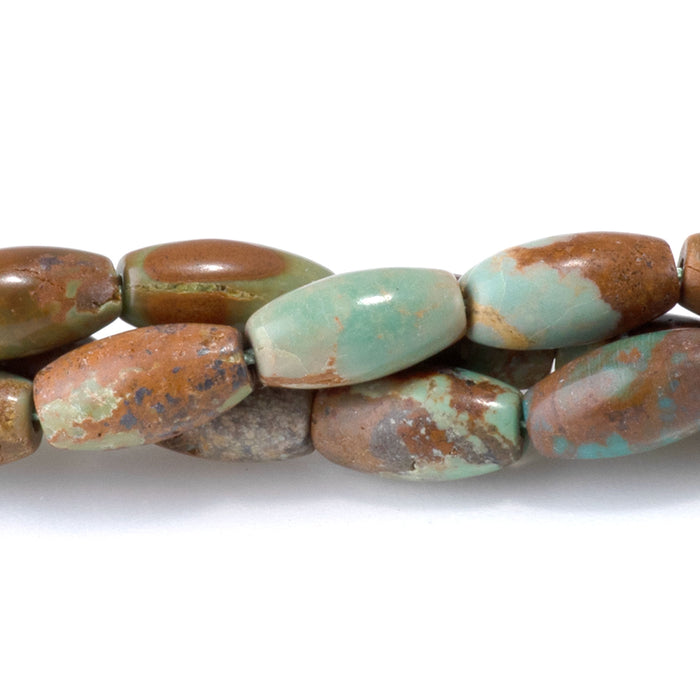 Hubei Turquoise 4x8mm Brown & Green Rice Bead - 15-16 Inch