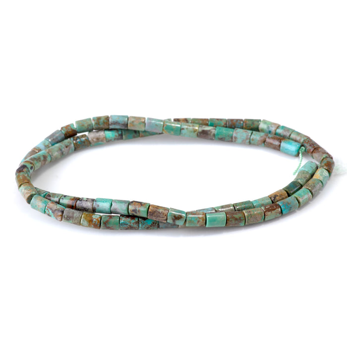 Hubei Turquoise 4x5mm Green & Brown Tube Bead - 15-16 Inch