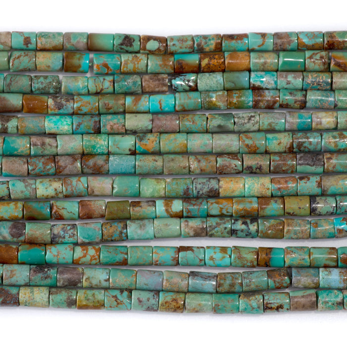 Hubei Turquoise 4x5mm Green & Brown Tube Bead - 15-16 Inch