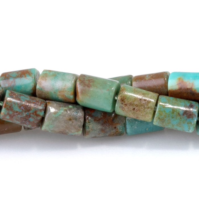 Hubei Turquoise 4x5mm Green & Brown Tube Bead - 15-16 Inch