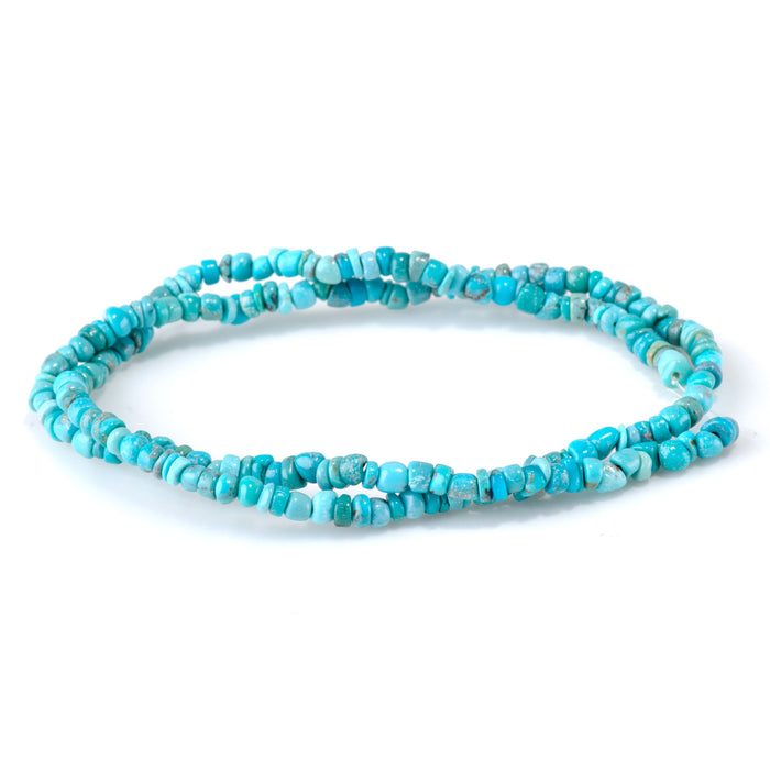 Hubei Turquoise 3-4mm Blue Irregular Heishi Bead - 15-16 Inch