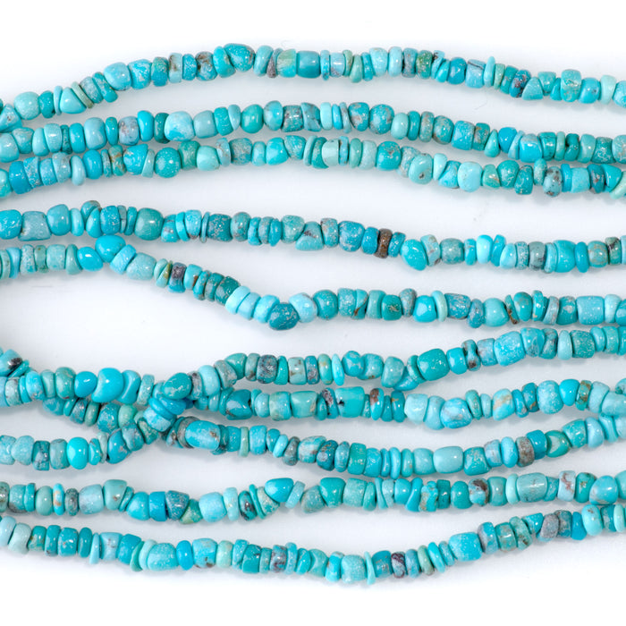 Hubei Turquoise 3-4mm Blue Irregular Heishi Bead - 15-16 Inch